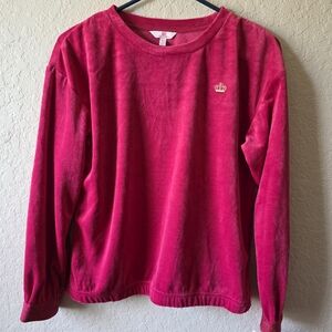 Juicy Couture Velour Long Sleeve Top Pink Crown Logo Size XL Youth 16